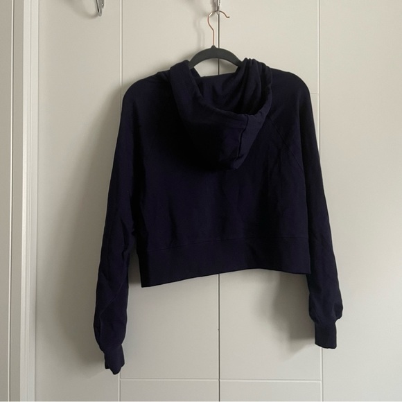 3/$45 Navy Blue Boxy Raglan Sleeve Hoodie - Picture 2 of 3